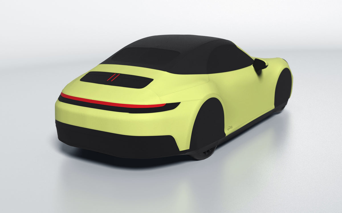 Goodwool tailor-made car cover for Porsche 911 (992.2) Carrera 4S Cabriolet — Yellow 390