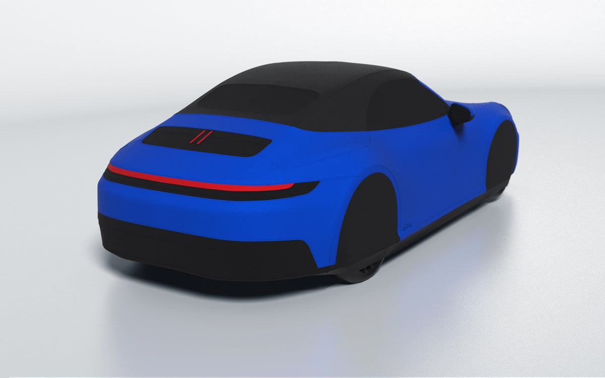 Goodwool tailor-made car cover for Porsche 911 (992.2) Carrera S Cabriolet — Blue 545
